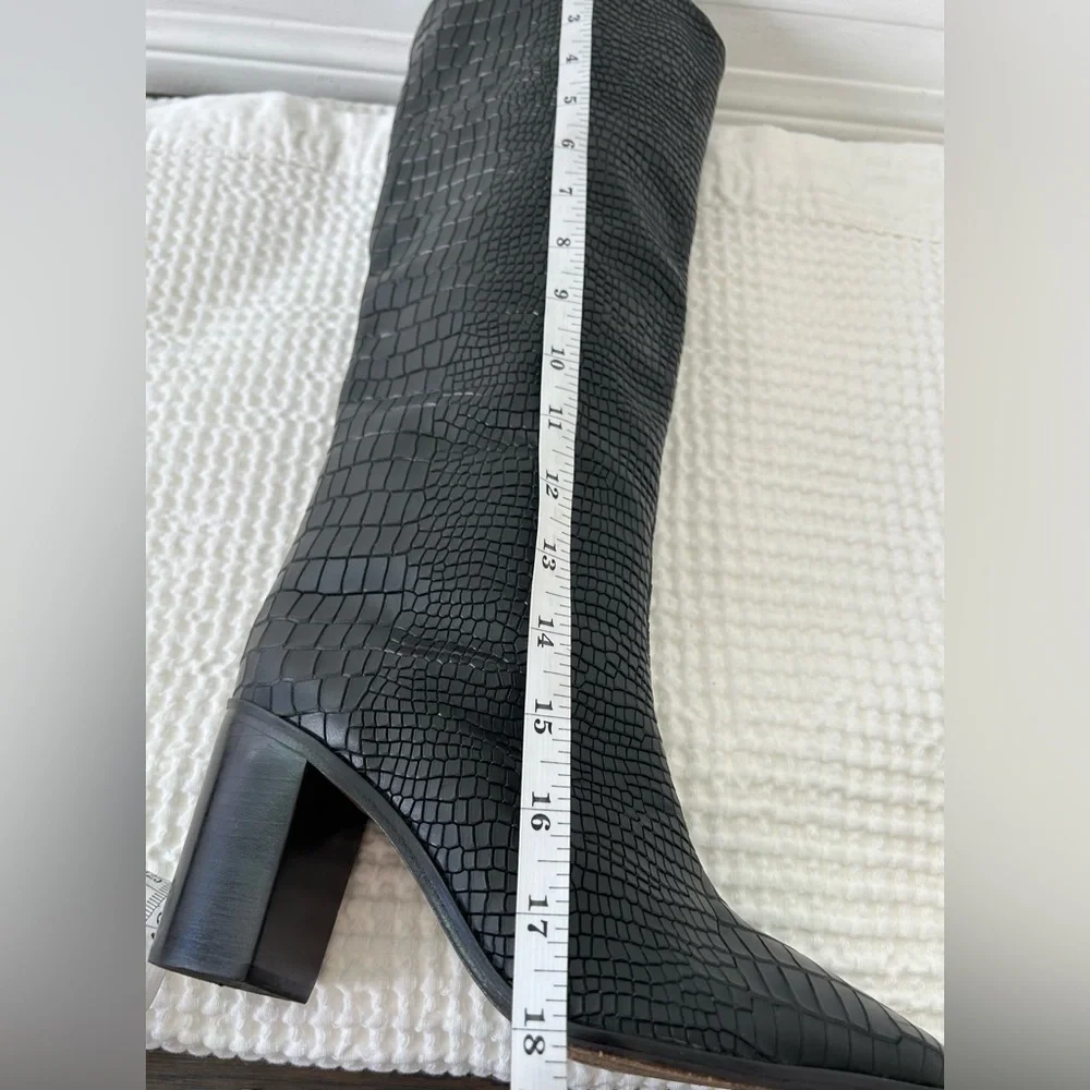SCHUTZ - Maryana Crocodile Embossed Knee-High Block Boot Size 5 - Picture 10 of 13